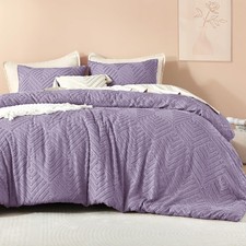 Litanika Grayish Purple King Size Comforter Set, 3 Pieces Tufted Boho Farmhou...