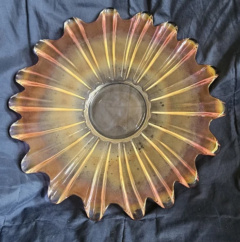 Vintage MCM Federal Glass, Iredecent Celestial Marigold Iridescent Plate 11"