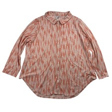 LulaRoe Peach Cream Simply Comfortable Button Up Shirt Collared Long Sleev XL
