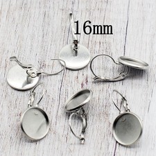 20PCS Stainless Steel ROUND Leverback Blank Earrings Fit 16mm Cab LSE01