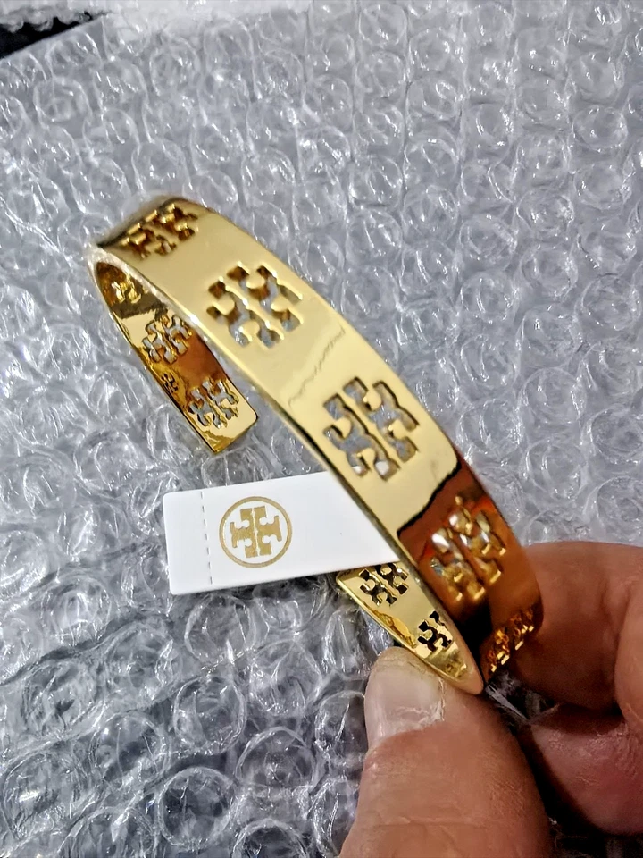 New Tory burch hollowed-out TB logo gold bracelet - Image 2 of 4