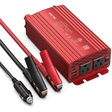 500W Pure Sine Wave Power Inverter DC 12V to AC 2 Outlets 110V Car Charger
