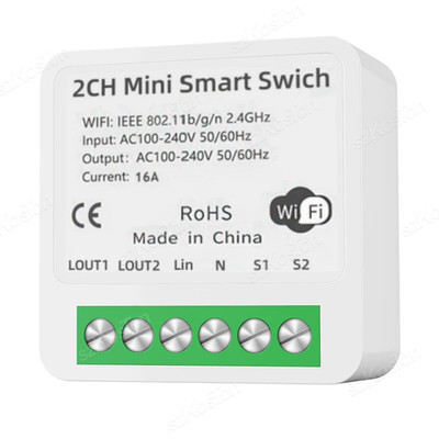 Tuya DIY Wifi Switch Module 2CH 16A Smart Home Light Breaker Relay Smart Life AP