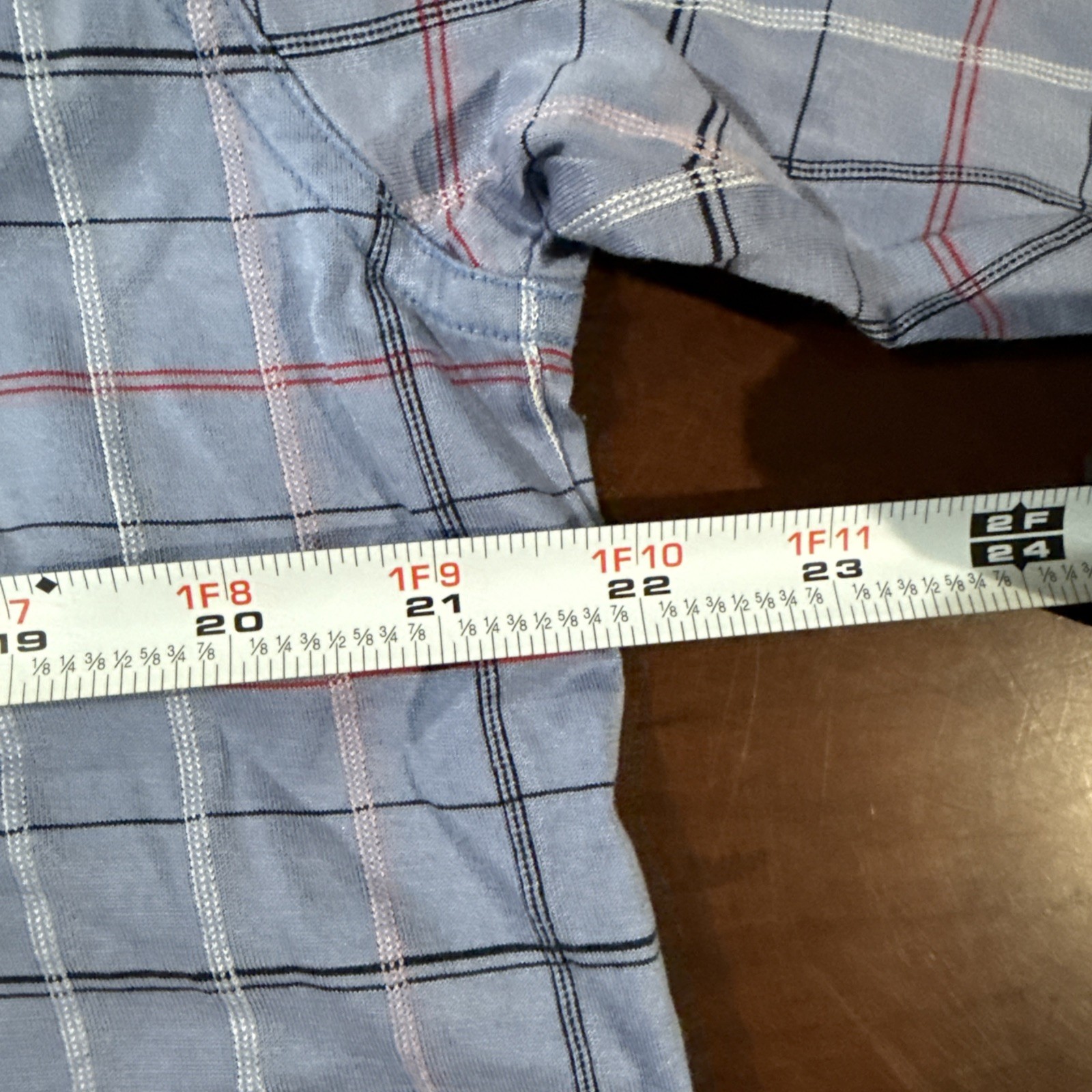 Cutter & Buck Polo Shirt Mens Med Blue Plaid Signature Collection short sleeve