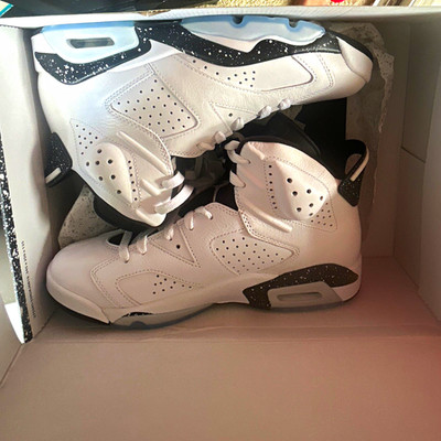 Jordan Air Jordan 6 High Top Men's White/Black Lace-Up Athletic Sneakers NIB