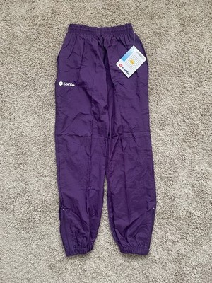 NWT Vintage 90s LOTTO Italia Purple Windbreaker Football Soccer Pants Size XS