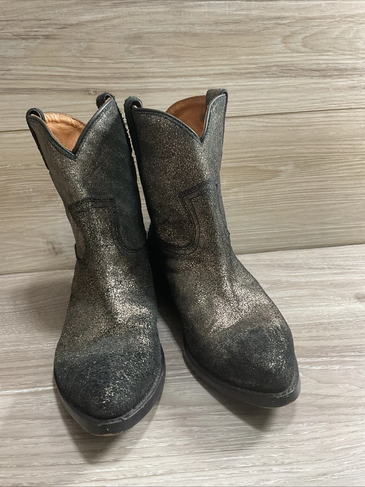 Женские кожаные сапоги Frye модель Billy короткие кожа золотистый матовый металлик размер 9,5 - Изображение 4 из 4