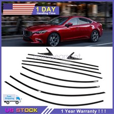 10pcs For Mazda 6 Sedan 2014-2021 Glossy Black Car Window Molding Trim Strips