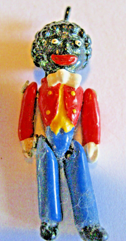 VTG (1980's?) 1 1/2" Metal Jointed Black Man; Arms & Legs Move; Sits; Pendant