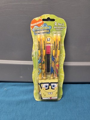 Nickelodeon Spongebob Squarepants 4 No 2 Mechanical Pencils 1.3 MM 12 Bonus Lead