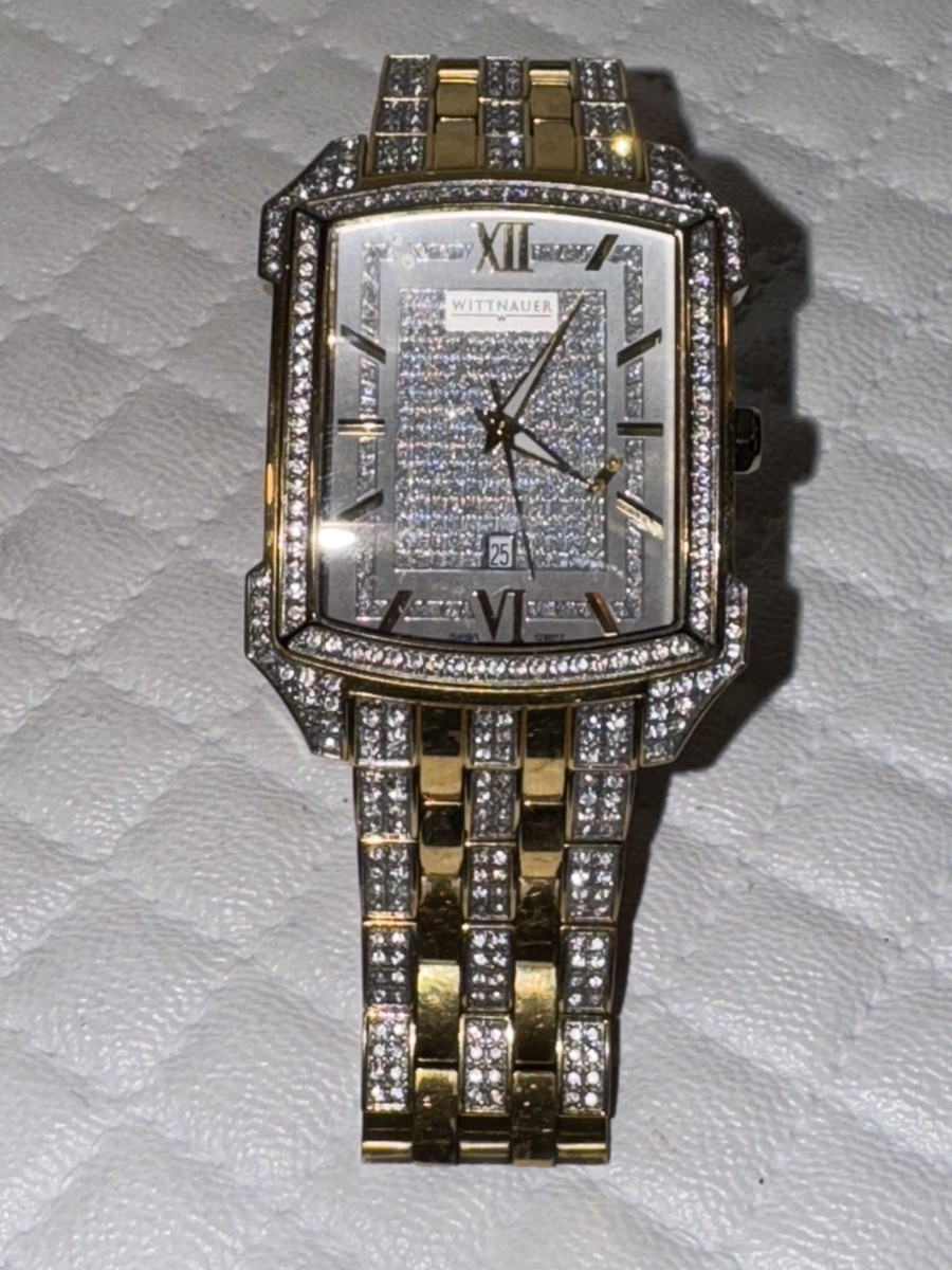Genuine Swarovski Wittnauer Crystal Watch Men's Yellow Astor