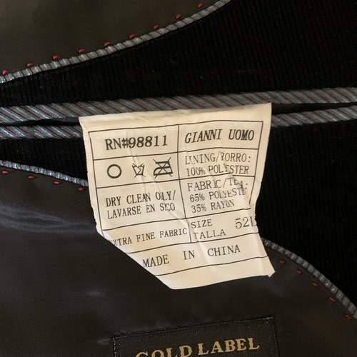 Gianni Uomo Black Velvet Blazer 52L Gold Label Super 140s Formal Dapper Luxe - Picture 6 of 6