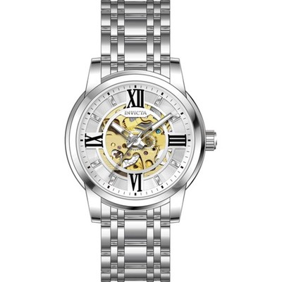 Invicta Men's Watch Objet D Art Semi-Skeleton Dial Silver Steel Bracelet 69133