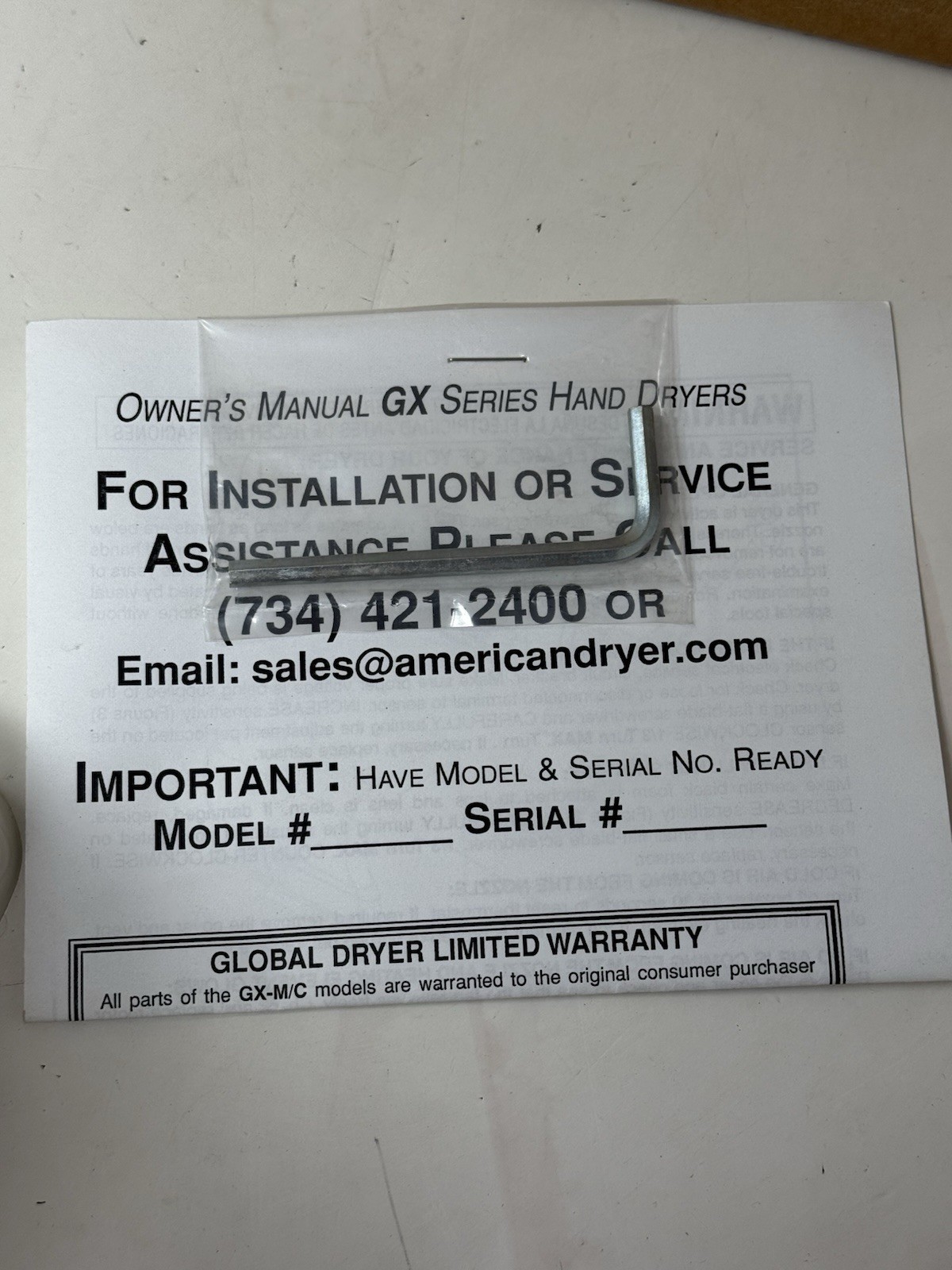 American Dryer Global GX3-Epoxy Automatic Hand Dryer 208-240 V 50/60Hz | NEW