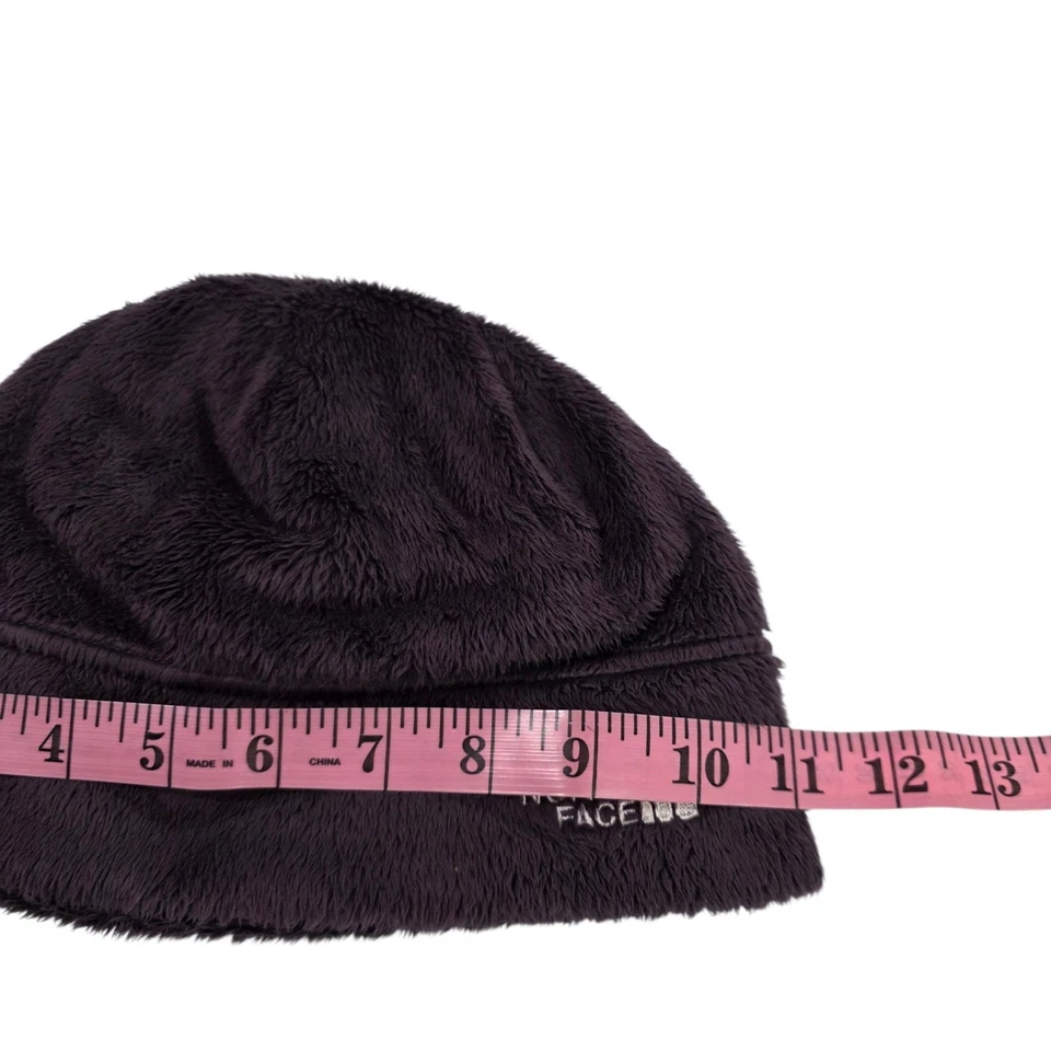 The North Face Fleece Beanie Hat One Size Purple Fuzzy Logo Embroidered  - Image 3 of 4