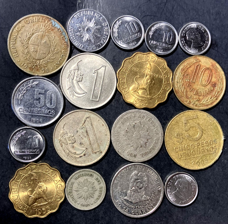 Old URUGUAY/PARAGUAY Coin Lot - 1909-PRESENT - 17 Excellent Coins - Lot U22