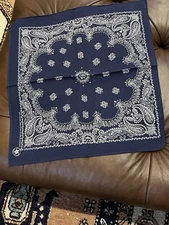 100% cotton Wamcraft Vintage Blue & White Bandana  made in USA Crafted WithPride