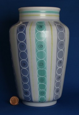 50er Jahre POOLE POTTERY FREEFORM SCHULTERVASE, PLT MUSTER, FORM 595, 22cm HOCH