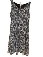 Perceptions New York Women’s Floral Lace Sleeveless Dress Navy/White Lined Small