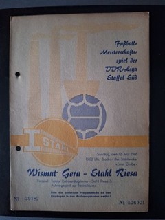 Wismut Gera : Stahl Riesa 12.5.1967 Programm DDR Liga Staffel Süd Orginal