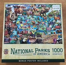 Master Pieces - USA National Parks 1000 Pc Puzzle w Poster EUC