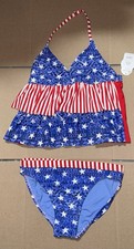 Girls Wonder Nation Large 10/12 Swimsuit 2 Piece NEW Red White  Blue Swim