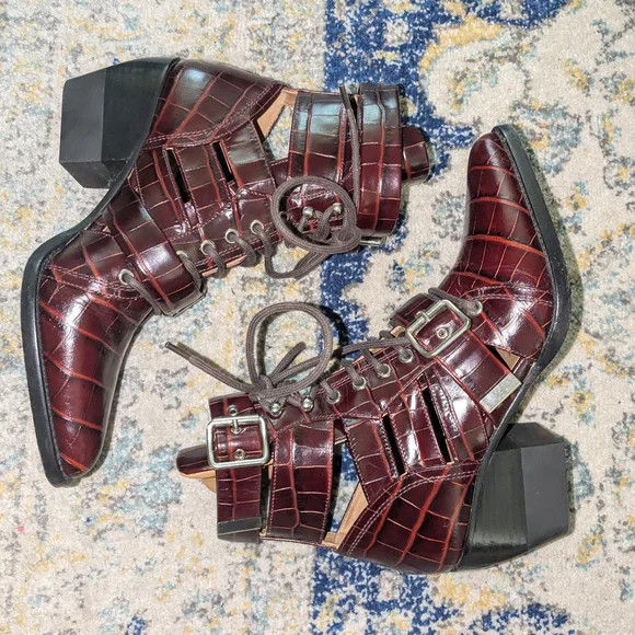 CHLOE Python Rylee Snakeskin Embossed Cut Out Lea… - image 2