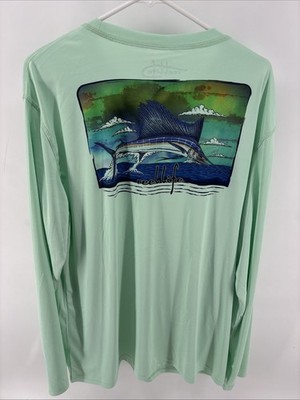 Reel Life Men s Misty Jade  Graphic SPF Performance Long Sleeve T-Shirt Size XXL