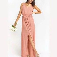 Show Me Your Mumu Kendall Chiffon Maxi Dress Bridesmaid Gown Rustic Mauve M NWT