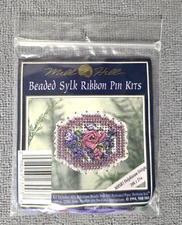 Mill Hill 1994 MHSR3 Delphinium Delight Beaded Sylk Ribbon Pin Kit Flowers NEW