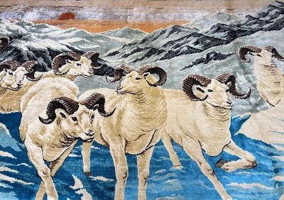 Vintage Tapestry Rug Wall Hanging Ram Mountain Goat 72x48 | eBay