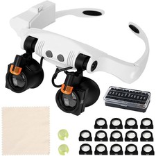 Lupenbrille mit LED-Licht 25-fache Vergrößerung 14 Wechsel-Linsen Kopfband-Lupe