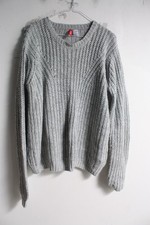 H&M Damen Oversize Fischer Strick Pullover Grau - Größe Small S (F75)