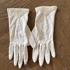 Vintage Beaded Evening Gloves Size 7 Wrist Length