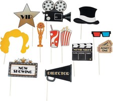 Paper Movie Night Photo Stick Props  12 Pack Oscar Academy Awards Film Party