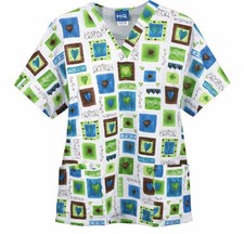 Scrub Small Women's Top New With Tags H.Q. Hearts Multi Colors Cute Fun Pattern