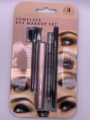 Ellen Tracy Complete Eye Makeup Set Of 4  Mascara Eyebrow Pencil Eyeliner Brush