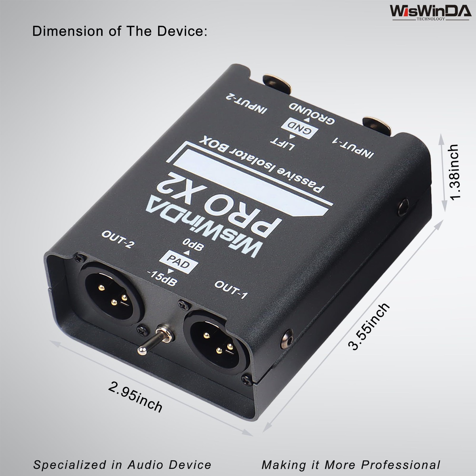 2Channels XLR/TS/TRS Passive Hum Eliminator Box for Audio Equipments Ground L...