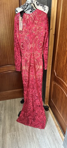 Elisabetta Franchi Red Carpet Sequin Embroidered Maxi Dress Fuchsia/Red Size UK8 - Picture 4 of 10