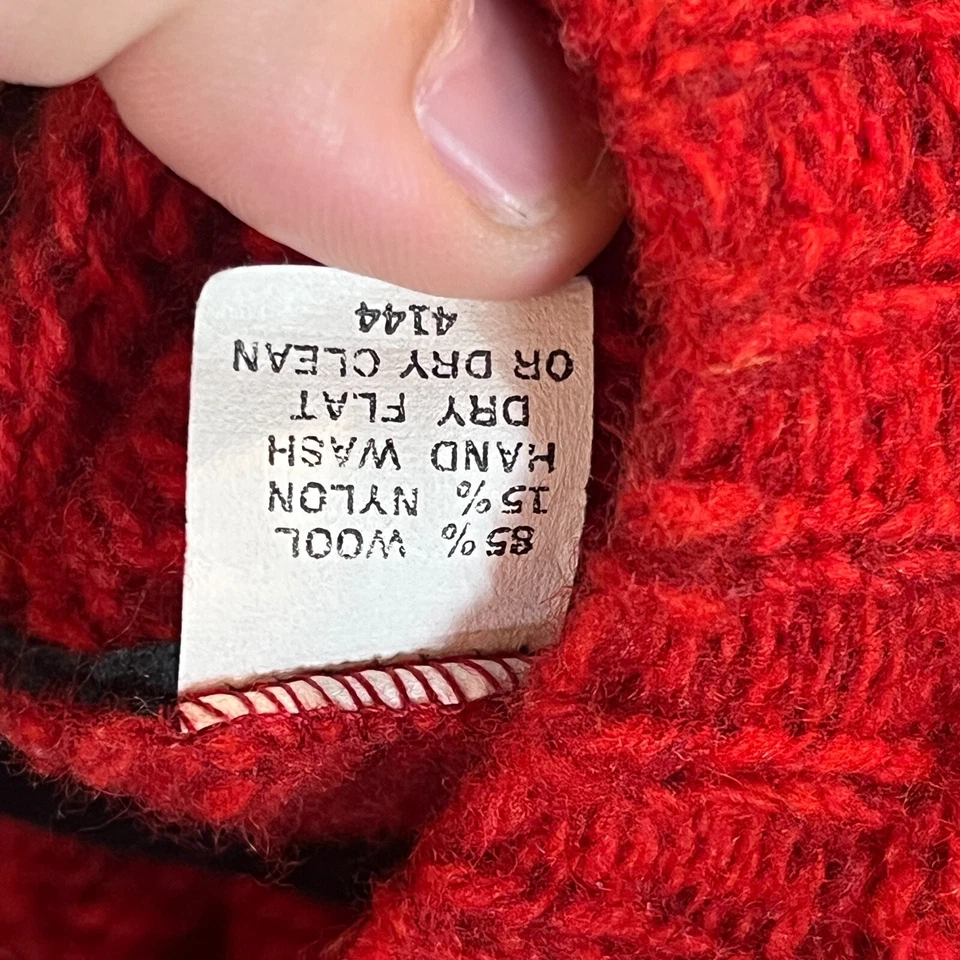 Chaleco LL Bean Para Hombres Grande Rojo Lana Nylon Mezcla De Colección Abuelo Retro Años 80 90 Tejido Foto 4 de 4