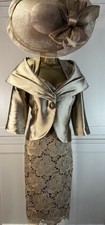 Cabotine UK 14 (46) Gold Dress Jacket Wedding Mother of Bride Groom Guest Outfit