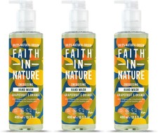 Faith In Nature Grapefruit & Orange Hand Wash 400ml X 3 12.49 per litre