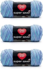 Red Heart Super Saver Yarn, 3 Pack, Ocean 3 Count 3 pack,