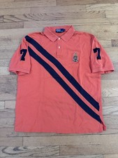 Polo Ralph Lauren Rugby Shirt Orange Navy Cookie Crest Patch Men  s Size L 1997