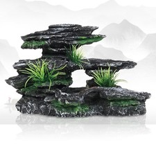 Aquarium Decor Mountain View Stone Ornament, Premium Landscape Fish Tank Deco...