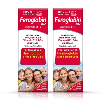 Feroglobin B12 Liquid 200ml High Potency Iron & B-Vitamin Supplement Pack of 2