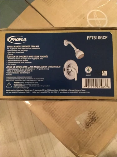 ProFlo PF7610GCP Alvord Shower Only Trim w/1.75 GPM ShowerHead, Chrome - Picture 2 of 3