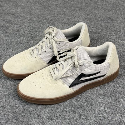 Lakai Brighton Skate Shoes Mens 9 White Gum Suede Lace Up Cupsole