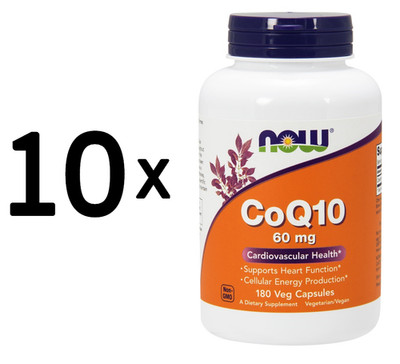10 x NOW Foods CoQ10, 60mg - 180 vcaps (319,99 EUR/kg)
