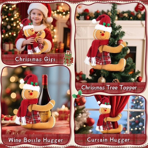 Gingerbread Tree Topper, Cute Plush Stuffed Gingerbread Hugger Decor Gingerbr... - Picture 4 of 5
